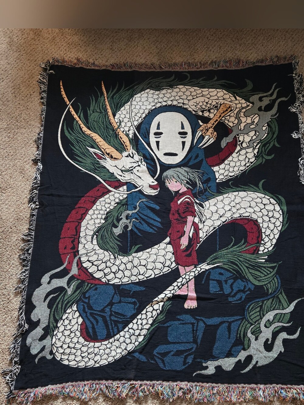 Spirited Away No-Face & Haku Dragon Wall Tapestry Throw